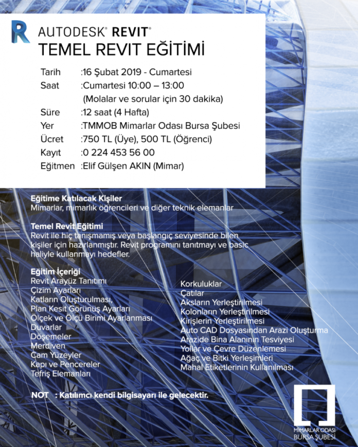 Mimarlar Odası Bursa - Autodesk Revit Temel Eğitimi