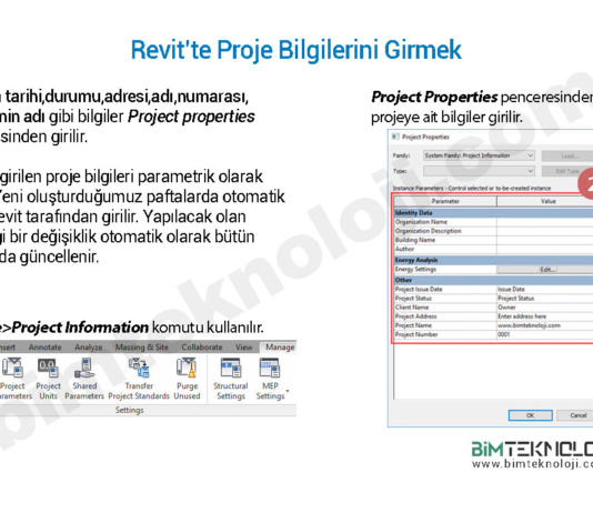 Revit’te proje bilgileri (projenin adı, numarası, müşterisi, adresi, tarihi vb.) nasıl girilir?