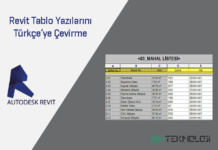 Revit Tablo Yazılarını Türkçe’ye Çevirme